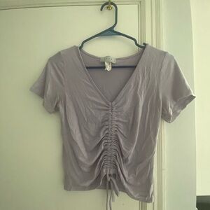 Gaze Lilac Ruched V-Neck Blouse